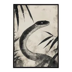 【B2サイズ（約51x73cm）】【lh-poster-9423】【フレーム付き】蛇 ヘビ snake スネーク ヘビ年 干支 爬虫類 コブラ アナコンダ ハブ マムシ ニシキ ポスター インテリア