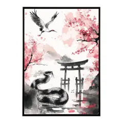 【B4サイズ（約25x36cm）】【lh-poster-9425】【フレーム付き】蛇 ヘビ snake スネーク ヘビ年 干支 爬虫類 コブラ アナコンダ ハブ マムシ ニシキ ポスター インテリア