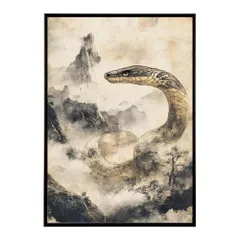 【B2サイズ（約51x73cm）】【lh-poster-9426】【フレーム付き】蛇 ヘビ snake スネーク ヘビ年 干支 爬虫類 コブラ アナコンダ ハブ マムシ ニシキ ポスター インテリア