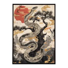【A1サイズ（約59x84cm）】【lh-poster-9431】【フレーム付き】蛇 ヘビ snake スネーク ヘビ年 干支 爬虫類 コブラ アナコンダ ハブ マムシ ニシキ ポスター インテリア