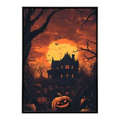 【B4サイズ（約25x36cm）】【lh-poster-9667】【フレーム付き】ハロウィン halloween ハロウィーン カボチャ ジャックオーランタン イベント 季節 子供 オレンジ 秋 ポスター インテリア
