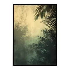 【A4サイズ（約21x30cm）】【lh-poster-9972】【フレーム付き】ヤシの木 パームツリー ココナッツ 緑 植物 サーフ シンプル ミニマリスト ポスター 縦 インテリア