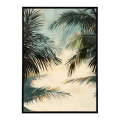 【A3サイズ（約30×42cm）】【lh-poster-9987】【フレーム付き】ヤシの木 パームツリー ココナッツ 緑 植物 サーフ シンプル ミニマリスト ポスター 縦 インテリア