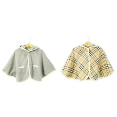 バーバリー ロンドン BURBERRY LONDON ニットポンチョ ケープ マント リバーシブル フーディ ロゴボタン ノバチェック ウール ベビートドラー キッズ 男の子 女の子 /CK12 ■GY12
