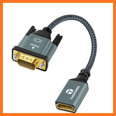 [신품] Thsucords VGA에서 HDMI 어댑터 케이블 0.3M, 나일론 편 HDMI 여성에서 VGA 남성 확장 케이브 모니터 HDTV 프로젝터 1