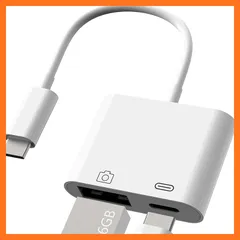 【新品】 Type-C USB 変換アダプタ 2in1 タイプc USB カメラアダプタ 高速データ転送 充電対応 写真/ビデオ/音楽移行 Uディスク/キーボード/マウス対応 iPhone 15/16/17シリーズ/Android/タブレット/PC対応 0