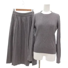 ビームスハート BEAMS HEART リブニット セットアップ セーター プリーツスカート S M グレー /UO