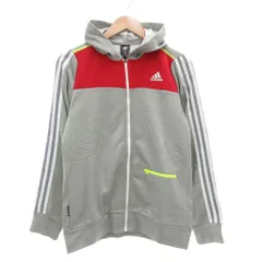 アディダス adidas タグ付き パーカー フーディ L ジップアップ ロゴ スリーストライプス 長袖 グレー /AE