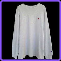 ★美品★チャンピオン Champion★ロゴ入★長袖Tシャツ★XL★ヘザーグレー 灰色★綿100％★オーバーサイズ★型番:C8-X412