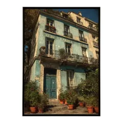 【A3サイズ（約30×42cm）】【lm-poster-1259】【フレーム付き】地中海 ポスター 南欧風 海 青い街並み アートプリント インテリア 壁掛け 北欧 リゾート風 リビング 玄関 寝室 カフェ インテリア