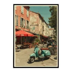 【A3サイズ（約30×42cm）】【lm-poster-1262】【フレーム付き】地中海 ポスター 南欧風 海 青い街並み アートプリント インテリア 壁掛け 北欧 リゾート風 リビング 玄関 寝室 カフェ インテリア