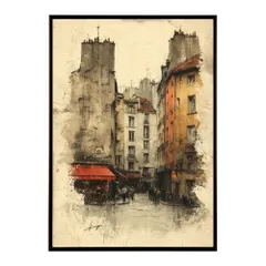 【B3サイズ（約36x51cm）】【lm-poster-1272】【フレーム付き】地中海 ポスター 南欧風 海 青い街並み アートプリント インテリア 壁掛け 北欧 リゾート風 リビング 玄関 寝室 カフェ インテリア