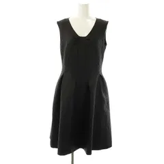 ルネ Rene TISSUE リボン ノースリーブワンピース ひざ丈 36 ブラック /DF ■OS
