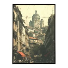 【A2サイズ（約42x59cm）】【lm-poster-1293】【フレーム付き】地中海 ポスター 南欧風 海 青い街並み アートプリント インテリア 壁掛け 北欧 リゾート風 リビング 玄関 寝室 カフェ インテリア