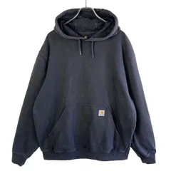 メキシコ製CarharttカーハートK288プルオーバーパーカーフーディ黒ブラック白ホワイトシンプルロゴタグワンポイント袖プリントゆるダボオーバーサイズ西海岸アメカジストリートoriginalfitオリジナルフィットvintageヴィンテージ51110