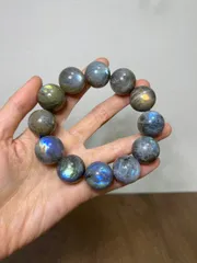 天然石　大粒　シラー　ラブラドライト　ブレスレット21㍉12粒★17★