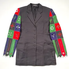 TOKUKO 1er VOL トクコプルミエヴォル ジャケット 袖刺繍 マルチカラー ブラック ウール 9号 Mサイズ