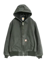【お得なクーポン配布中!】 US企画 カーハート アクティブ ジャケット メンズ S / ワーク ダック フード パーカー 中綿 キルティング ライナー ブルゾン モス グリーン