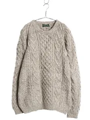 【お得なクーポン配布中!】 Blarney Woolen Mills フィッシャーマン ニット セーター メンズ レディース М 手編み ハンドメイド メリノ ウール アラン ケーブル 無地