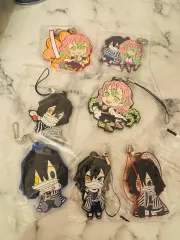 未開封) 伊黒 小芭内 甘露寺 蜜璃 ラバーチャームキーホルダーセット (7種)