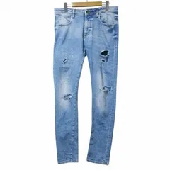 ザラマン ZARA MAN デニム パンツ ジーンズ リメイク ダメージ加工 スリム ストレッチ 42 180/84A LL相当 インディゴ ブルー ■MET1 X