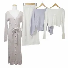 グレイル GRL 4点セット 秋冬衣類 まとめ ニット カーディガン ロングワンピース ロングスカート 長袖 Mサイズ フリーサイズ 白 紫 ピンクベージュ アイボリー X