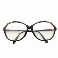 クリスチャンディオール Christian Dior ヴィンテージ サングラス アイウェア メガネ 眼鏡 セルフレーム ロゴ 58□13 黒 ブラック /FF ☆AA★