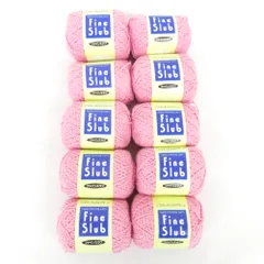 毛糸 ファインスラブ 10玉セット 1玉25ｇ 65ｍ ピンク 綿100％ 株式会社 元廣 未使用品