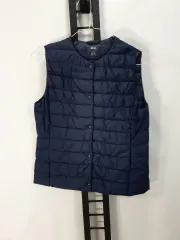 ユニクロ 軽量ダウンベスト ウルトラライトダウン ラウンドUネック ネイビー L