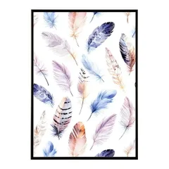 【B4サイズ（約25x36cm）】【lm-poster-1851】【フレーム付き】フェザー 羽 毛 レインボー 虹 北欧 オーロラ きれいめ 女子力 サーフ ポスター オレンジ パンプキン インテリア