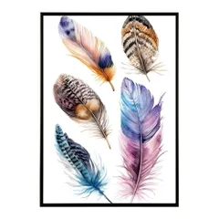 【A4サイズ（約21x30cm）】【lm-poster-1852】【フレーム付き】フェザー 羽 毛 レインボー 虹 北欧 オーロラ きれいめ 女子力 サーフ ポスター オレンジ パンプキン インテリア