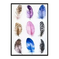 【A4サイズ（約21x30cm）】【lm-poster-1856】【フレーム付き】フェザー 羽 毛 レインボー 虹 北欧 オーロラ きれいめ 女子力 サーフ ポスター オレンジ パンプキン インテリア