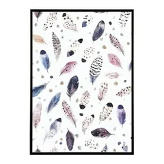 【B4サイズ（約25x36cm）】【lm-poster-1857】【フレーム付き】フェザー 羽 毛 レインボー 虹 北欧 オーロラ きれいめ 女子力 サーフ ポスター オレンジ パンプキン インテリア