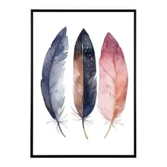 【B3サイズ（約36x51cm）】【lm-poster-1859】【フレーム付き】フェザー 羽 毛 レインボー 虹 北欧 オーロラ きれいめ 女子力 サーフ ポスター オレンジ パンプキン インテリア