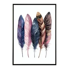 【A4サイズ（約21x30cm）】【lm-poster-1864】【フレーム付き】フェザー 羽 毛 レインボー 虹 北欧 オーロラ きれいめ 女子力 サーフ ポスター オレンジ パンプキン インテリア