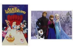 【中古】原画イラストボード 読売新聞 2016年 額絵シリーズ ディズニーキャラクターアートコレクション第12集 ふしぎの国のアリス・アナと雪の女王 2枚セット