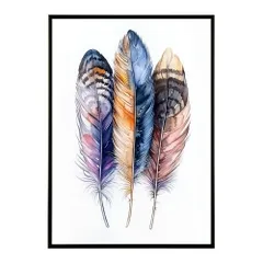 【B4サイズ（約25x36cm）】【lm-poster-1870】【フレーム付き】フェザー 羽 毛 レインボー 虹 北欧 オーロラ きれいめ 女子力 サーフ ポスター オレンジ パンプキン インテリア