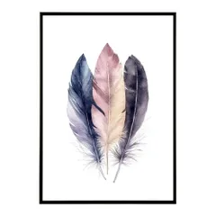 【A1サイズ（約59x84cm）】【lm-poster-1871】【フレーム付き】フェザー 羽 毛 レインボー 虹 北欧 オーロラ きれいめ 女子力 サーフ ポスター オレンジ パンプキン インテリア