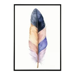【A2サイズ（約42x59cm）】【lm-poster-1872】【フレーム付き】フェザー 羽 毛 レインボー 虹 北欧 オーロラ きれいめ 女子力 サーフ ポスター オレンジ パンプキン インテリア