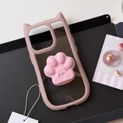 スマホケース iPhone 15 14 13 12 X XS Max 折りたたみ式 3D 猫耳 猫の肉球 ホルダー 自撮り ビデオ通話 アクセサリー かわいい キュート