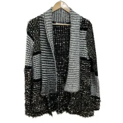 Desigual(デシグアル) カーディガン サイズS レディース - ライトグレー×黒×マルチ 長袖/ラメ