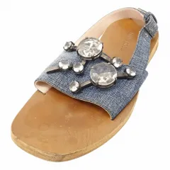 ミュウミュウ MIU MIU ビジュー装飾 デニム フラット サンダル バックストラップ 36 23cm インディゴブルー レディース 【中古】
