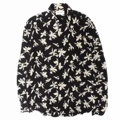 美品 21aw SAINT LAURENT サンローラン フローラル 花柄 シルク100％ シャツ 長袖 総柄 トップス 646850 38 S 黒 メンズ 【中古】 /TNT