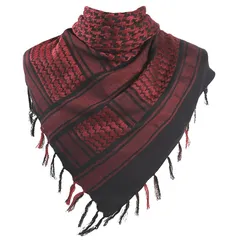 [Perturga] スカーフ マフラー ストール メンズ タクティカル アラブスカーフ ミリタリー アフガンストール サバゲー チェック柄 コットン 黒赤