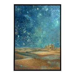 【B1サイズ（約73x103cm）】【lm-poster-2323】【フレーム付き】夜景 絵画 星空 手書き 油絵 ポスター インテリア