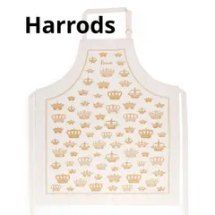 英国Harrods ハロッズ エプロン クラウン　王冠ティアラ　アイボリー　綿のサムネイル