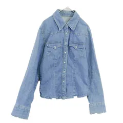 L相当【 ユーズド加工 | ライトブルーデニムブルゾン 】大きめ 定番デザイン 長袖 春秋 T517