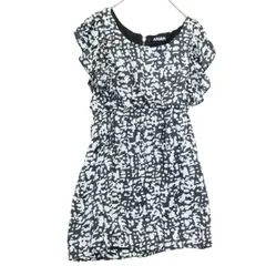 S相当【 ANAP / アナップ 】モノクロ バカンスフレアノースリーブワンピース ウェストゴム アンシンメトリードット 夏 T509