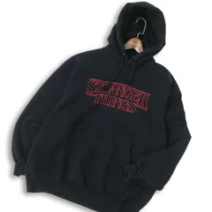 23AW★ GU ジーユー 裏起毛 Stranger Things★ ヘビーウェイト スウェット パーカー プルオーバー Sz.XL メンズ 黒 大きい