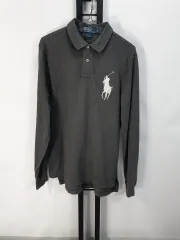 ポロラルフローレン ビックポニー ロングスリーブ カラーTシャツ チャコール グレー m